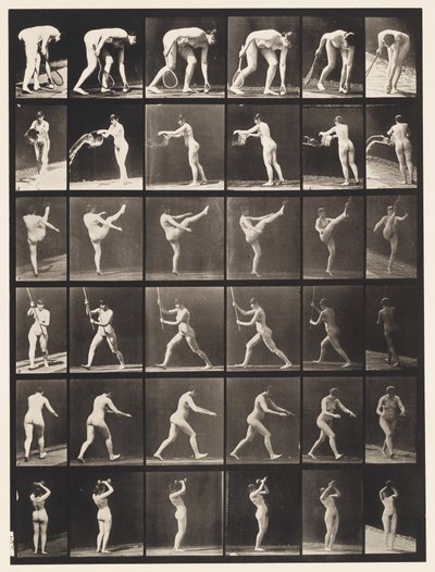 プレート526A、ボールを持ち上げる、B、バケツの水を空にする 作： Eadweard Muybridge
