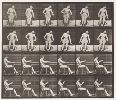 プレート545人為的に誘発された痙攣；A,B,座っているとき 作： Eadweard Muybridge