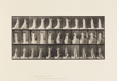 プレート55.歩く、向きを変える、嫌悪の行動、1885 作： Eadweard Muybridge
