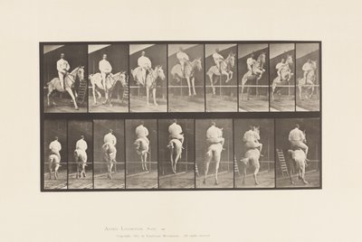 プレート645.ハードルを跳ぶ、サドル、クリアリングとランディング 作： Eadweard Muybridge