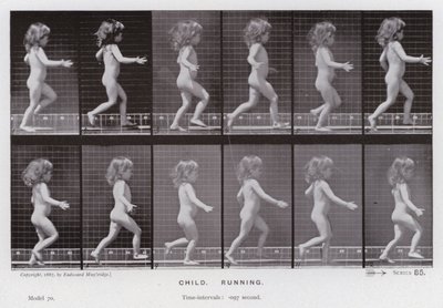 動く人間の姿。子供、走る（モノクロ写真 作： Eadweard Muybridge