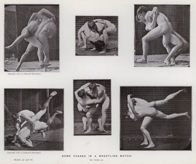動きのある人物：レスリングの試合のいくつかのフェーズ 作： Eadweard Muybridge
