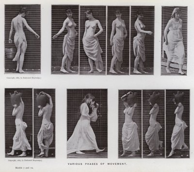 動く人間の姿。動きの様々な局面（モノクロ写真 作： Eadweard Muybridge