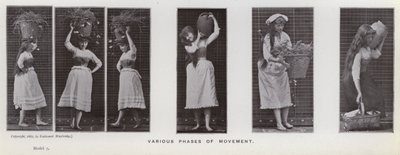 動く人間の姿。動きの様々な局面（モノクロ写真 作： Eadweard Muybridge