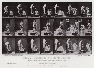 動く人間の姿。女性、神経系に衝撃を与える（モノクロ写真 作： Eadweard Muybridge