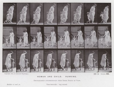 動いている人物：女性と子供、走っている 作： Eadweard Muybridge