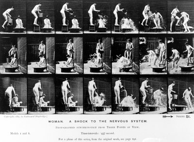 女性。 1887年の神経系への衝撃 作： Eadweard Muybridge