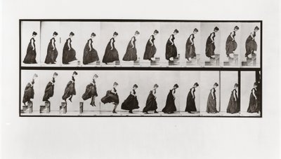 階段を上り、飛び降りる女、1887年、Animal Locomotionのプレート173 作： Eadweard Muybridge