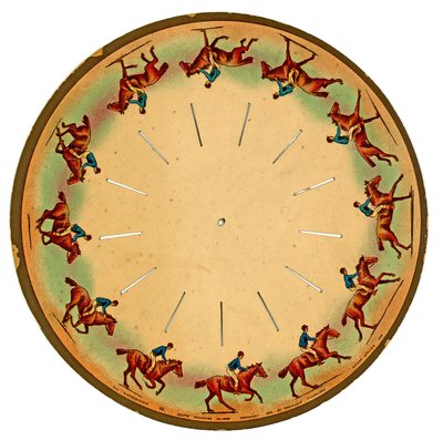 馬のギャロッピングを示すzoopraxiscopeディスク、1893 作： Eadweard Muybridge