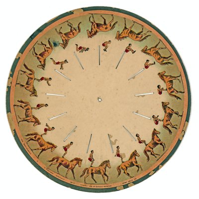 1893年に宙返りをしている曲芸師を示すzoopraxiscopeディスク 作： Eadweard Muybridge
