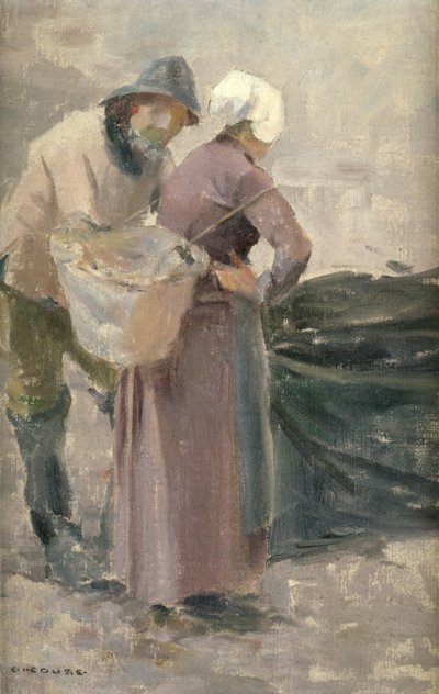 フィッシャーマンズキャッチを見る主婦、1900年頃 作： Eanger Irving Couse