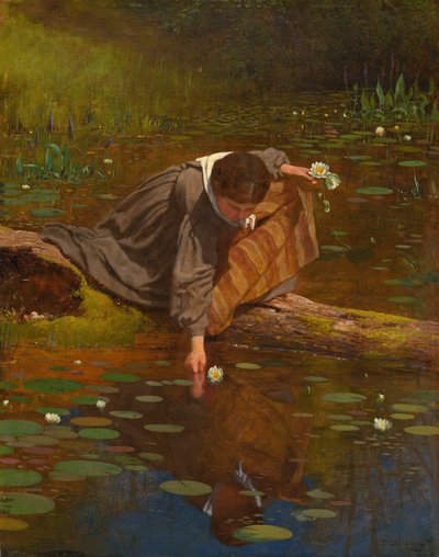 ユリを集める、1865年。 作： Eastman Johnson