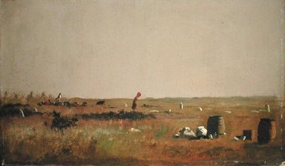 クランベリーピッカーズのための習作（油彩・ボード） 作： Eastman Johnson