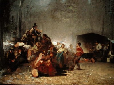 メープルシュガーキャンプのパーティ」1861-66年頃（油彩・キャンバス） 作： Eastman Johnson