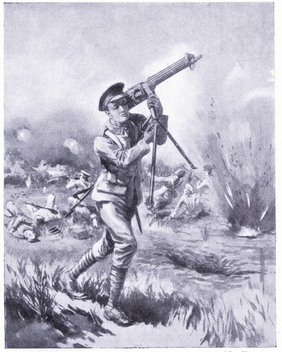 プライベートリンは、アイヌの戦いで重火の中で修理のために機関銃を運びました。 DCM 1915を受賞 作： Edgar Alfred Holloway