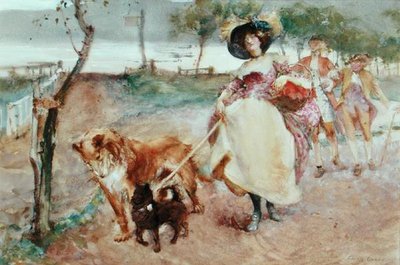 元気なおでかけ」（紙に鉛筆の上に水彩とガッシュで描いたもの） 作： Edgar Bundy
