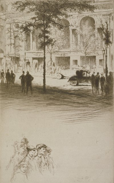 町の広場、Sidonie-Gabrielle Colette (1873-1954) による「ミツウ」の挿絵、1930 年発行 (エッチング & ドライポイント) 作： Edgar Chahine