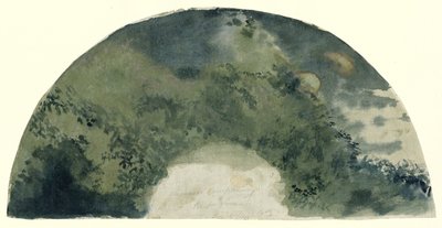 月が昇る風景を和風に描いた扇葉 作： Edgar Degas (possibly)