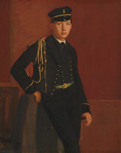 士官候補生の制服を着たアシル・ド・ガス、18561857。 作： Edgar Degas