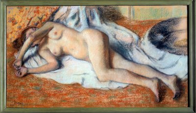 入浴後または裸でストレッチした後、エドガー・ドガによるパステル画 作： Edgar Degas