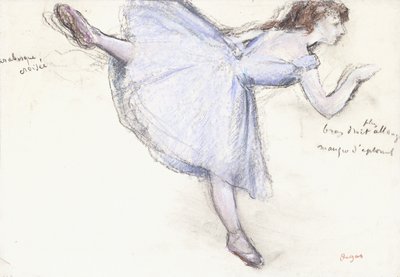 プロフィールビューのアラベスクダンサー、1885-90 作： Edgar Degas