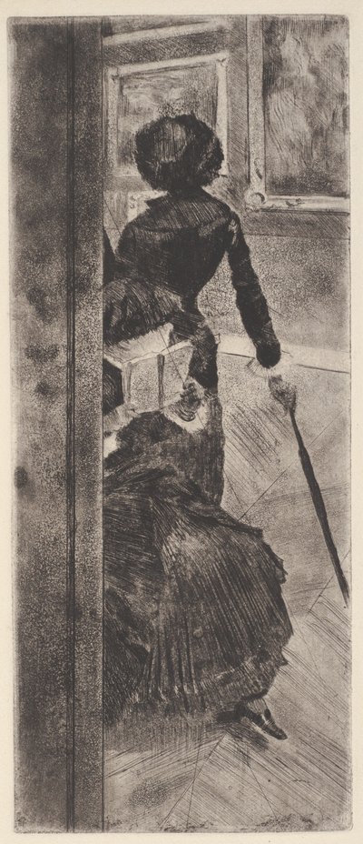 ルーヴル美術館にて：絵画（メアリー・カサット）（エッチングとアクアチント） 作： Edgar Degas