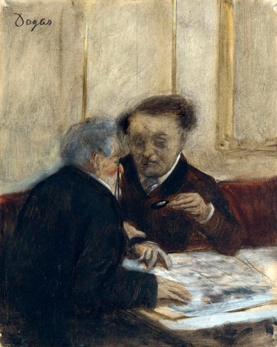 「カフェ・シャトーダンで」 エドガー・ドガ (1834-1917) 作 1870年頃 薄暗い 23.7x19 cm ロンドン・ナショナル・ギャラリー 作： Edgar Degas