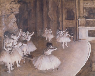 舞台でのバレエリハーサル 作： Edgar Degas