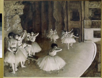 舞台上でのバレエのリハーサル（油彩・キャンバス 作： Edgar Degas