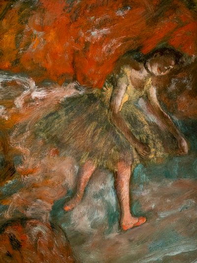 バレエシーン（詳細）。1890年頃。紙に油彩、パネルにラミネート加工 作： Edgar Degas