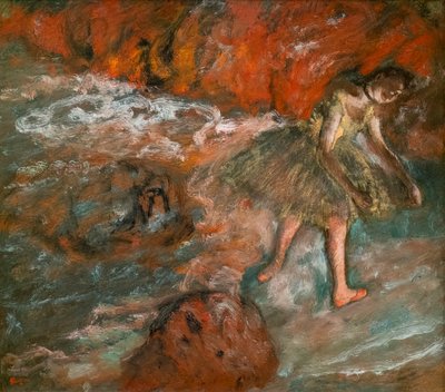 バレエのシーン。1890年頃。紙に油彩、パネルにラミネート加工。 作： Edgar Degas
