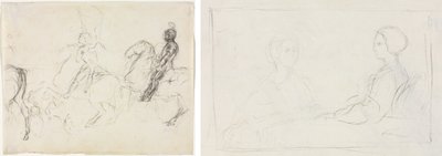 馬に乗った鎧姿の戦闘シーン (右) 2 人の着席女性 (裏面) 作： Edgar Degas