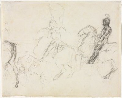 馬に乗った装甲フィギュアとの戦闘シーン二人着席の女性の対決、1856-1860。 作： Edgar Degas