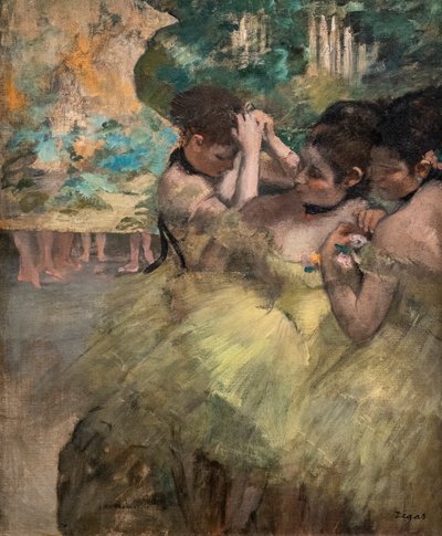 ビハインド・ザ・シーン（「イエロー・ダンサー」とも呼ばれる）。1874-1876.油彩・キャンバス 作： Edgar Degas