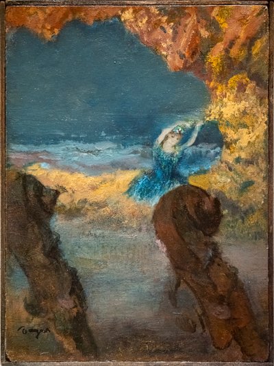 ブルーダンサーとコントラバス1891.木に油彩 作： Edgar Degas