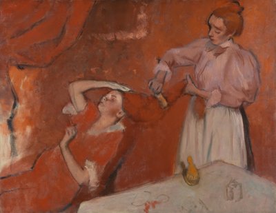 髪をとかす（La Coiffure）、1896年頃（キャンバスに油彩） 作： Edgar Degas