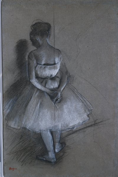 背中に手を組んで立っているダンサー、1874年 作： Edgar Degas