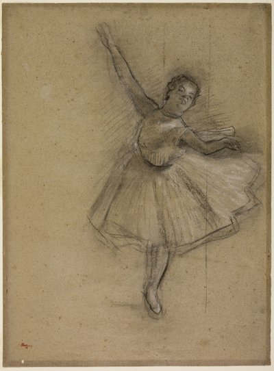 ダンサーターニング、1876年頃（紙に木炭とチョーク） 作： Edgar Degas