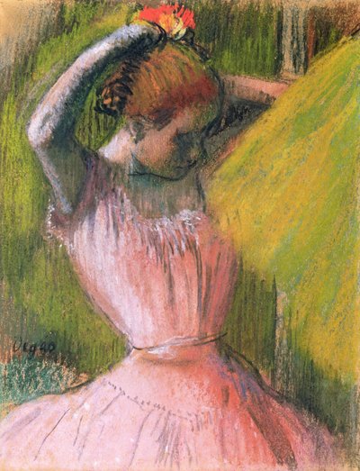 髪を整えるダンサー、1900〜12年頃 作： Edgar Degas