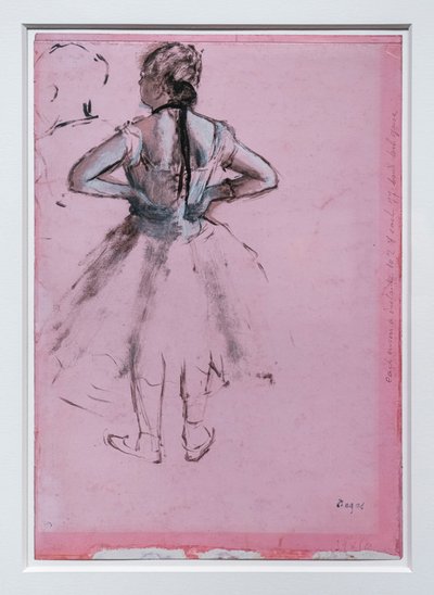 ダンサー、後ろ姿、腰に手を当てている。1873年頃油彩、紙 作： Edgar Degas