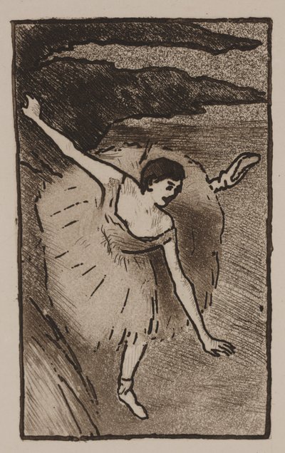ステージ上のダンサー、彼女の弓を取る 作： Edgar Degas