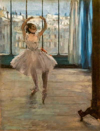 写真家の家でポーズをとるダンサー（1874年）。油彩・キャンバス 作： Edgar Degas
