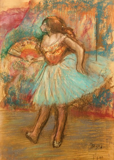 ファンを持つダンサー、1895-1900年頃 作： Edgar Degas