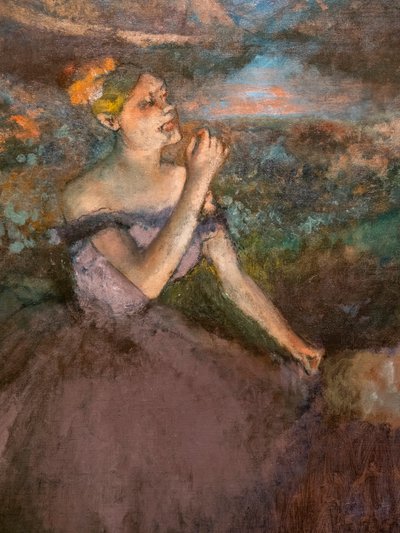 花束を持つダンサー（詳細）。1895-1900年頃油彩・キャンバス 作： Edgar Degas