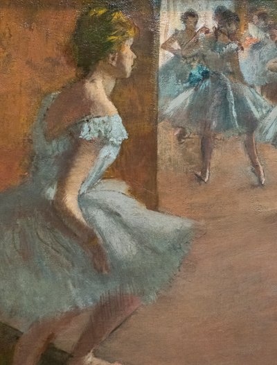 階段を上るダンサーたち（詳細）。1886年から1888年の間。油彩・キャンバス 作： Edgar Degas