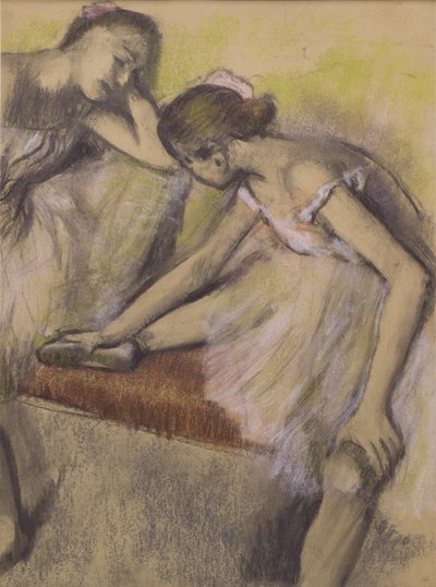 Dancers in Repose, c.1898 (パステルと木炭を薄い紙に描き、薄い支持体に貼り付けたもの) 作： Edgar Degas
