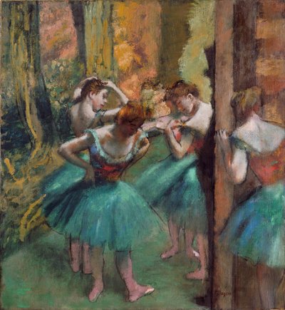 ピンクとグリーンのダンサー（ダンサー、ピンクとグリーン）（キャンバスに油彩） 作： Edgar Degas