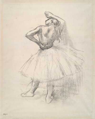 ダンサーが立って、右腕を上げていますか? (立位ダンサー、右腕を上げた状態) 作： Edgar Degas