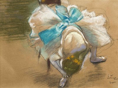 ダンサーがスリッパを縛る、1887年。 作： Edgar Degas