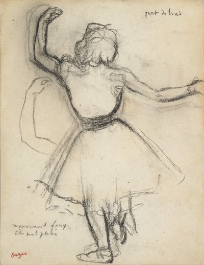 後ろから見た踊り子：ポルト・ド・ブラ 1875-85年頃 木炭・紙 作： エドガー・ドガ